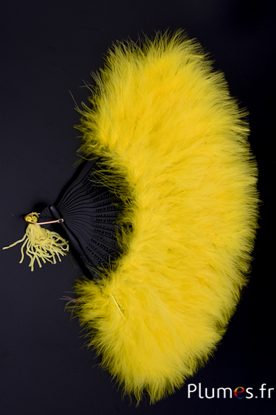 Éventail en plumes de dinde - 50 x 28 cm - jaune